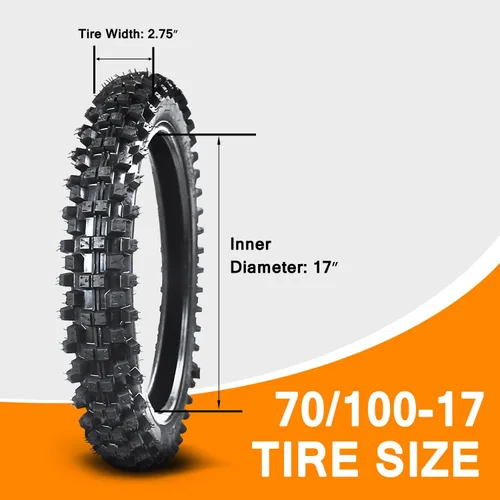 Vista 5 de HOLATO Trasero 90/100-14 3.00-14 Delantero 70/100-17 2.75-17 Neumático y Cámara Interior para 110cc 125cc KLX125 KLX140 KX85 TTR125 RM80 TaoTao DB17