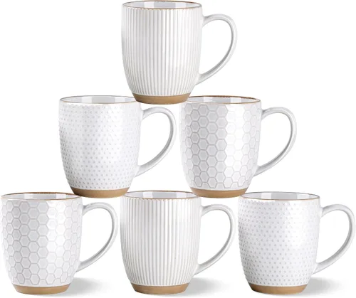 Vista 13 de GBhome - Juego de 4 tazas de café grandes hechas a mano de 16 onzas