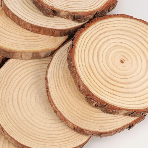 Vista 3 de 12 piezas de rebanadas de madera de 6.3 a 6.7 pulgadas para manualidades, rondas de madera sin terminar con corteza, discos redondos de madera