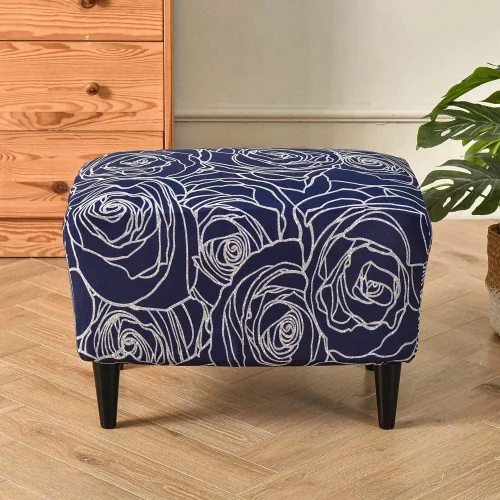 Vista 52 de Funda elástica otomana rectangular para taburete, funda de elastano estampada para reposapiés, protector antideslizante para reposapiés, con parte #1