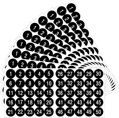 Vista 9 de Outus 10 hojas de 1 a 50 calcomanías de números pequeños para el aula, calcomanías de vinilo con números consecutivos, autoadhesivas, impermeables