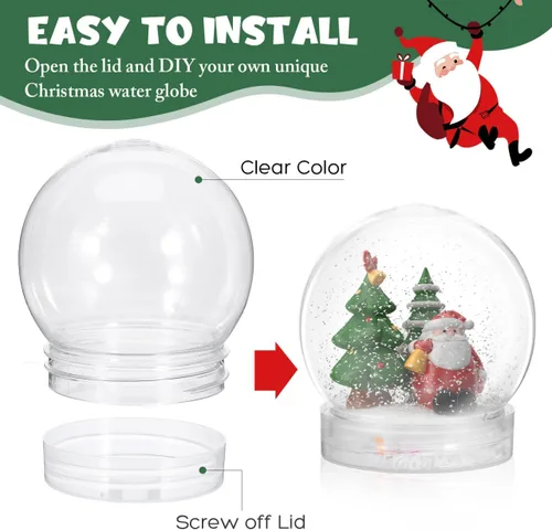 Vista 3 de Kit de globos de nieve de plástico transparente, paquete de 10 globos de manualidades de 2.75 pulgadas