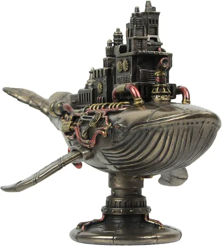 Vista 2 de Veronese Design 6 7/8 pulgadas Steampunk cincuenta y dos hertzios galáctica colonia espacial ballena resina fundida en frío Estatua de acabado