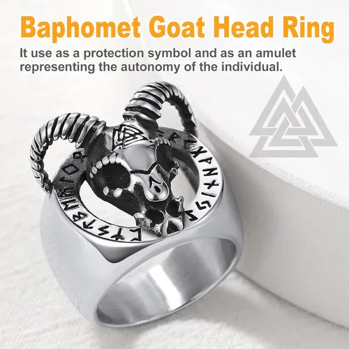 Vista 3 de U7 Men's Punk Ring Stainless Steel Black Gold Color Signet Ring, Cool Costume Rings -with Gift Box