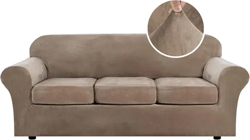 Vista 46 de H.VERSAILTEX - Funda elástica para sofá de 2 piezas, funda protectora de terciopelo, suave, con parte inferior elástica, con un ancho de hasta 49