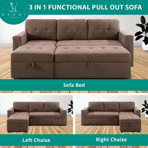 Vista 8 de Naomi Home Transforma Cualquier Espacio: Sofá Seccional Reclinable con Sofá Cama Convertible y Chaise Acogedora. Encuentra Comodidad Tranquila
