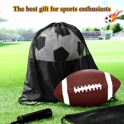 Vista 4 de RoundFunny El juego de 2 pelotas deportivas incluye tamaño 6 de fútbol tamaño 5 con bomba y bolsa de transporte, equipo de práctica de entrenamiento