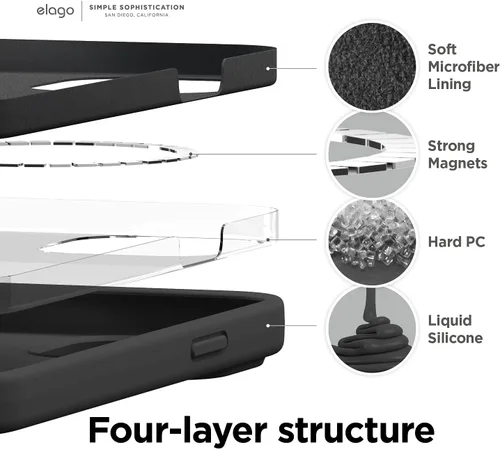 Vista 6 de elago Funda magnética compatible con MagSafe y iPhone 13 Pro de 6.1 pulgadas, imanes integrados, silicona líquida, funda protectora, compatible