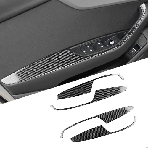 Vista 28 de Blazeray Accesorios interiores de fibra de carbono, cubierta decorativa, ajuste adhesivo para Audi A4 B9 2017-2019 (cubierta de perilla central)