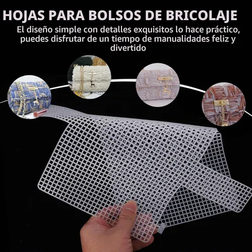 Vista 4 de EXCEART Juego de 12 hojas de lona de plástico para hacer bolsos, 15.7 x 14.4 in de malla resistente de plástico para manualidades, proyectos