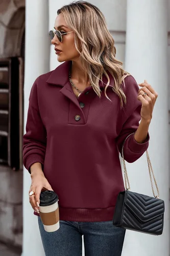 Vista 8 de ECOWISH Sudaderas con botones de un cuarto para mujer sudaderas casuales de otoño para adolescentes y niñas, ropa de invierno 2023