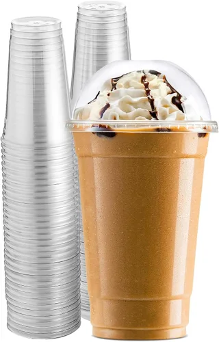 Vista 7 de Green Direct Vasos de plástico desechables transparentes de 20 onzas con tapas, café helado, tazas de té Boba de burbujas para bebidas frías