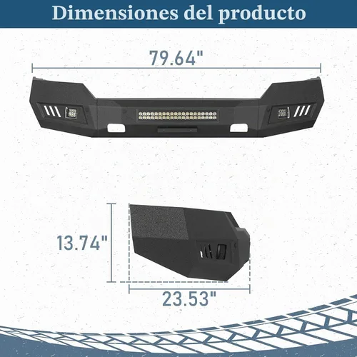Vista 8 de Hooke Road Silverado Parachoques Delantero de Ancho Completo de Acero Parachoques Todoterreno con Luces LED para Camionetas Pickup Chevy Silverado