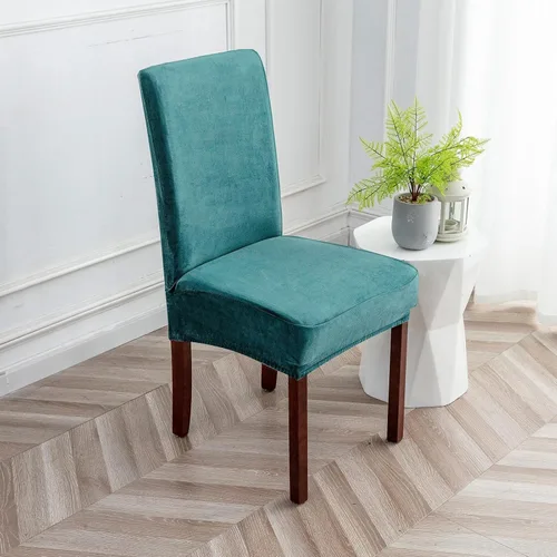 Vista 17 de Fundas de terciopelo para sillas de comedor, fundas elásticas de felpa para sillas altas, fundas protectoras de asiento lavables, fundas para sillas