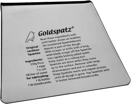 Vista 4 de Goldspatz - Tabla ergonómica Spaetzle y raspador con grabado (Spaetzle-Receta en inglés)