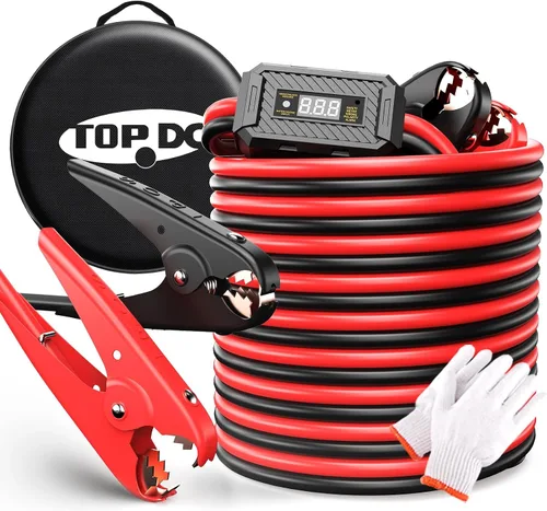 Vista 12 de TOPDC Cables de puente resistentes de 1000 amperios para batería de automóvil, cables resistentes para camiones diesel, kit de cables de puente