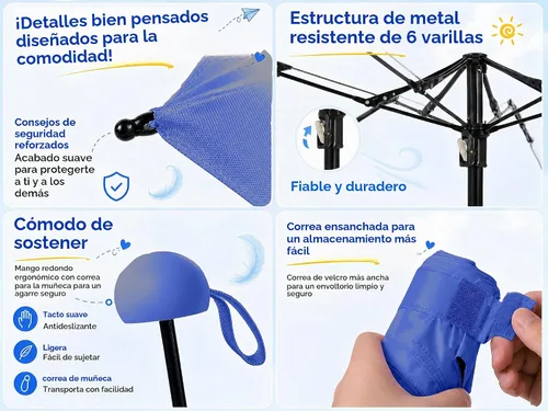 Vista 6 de BAODINI Mini paraguas de viaje con protección solar UV, tamaño compacto de 1 paquete azul oscuro