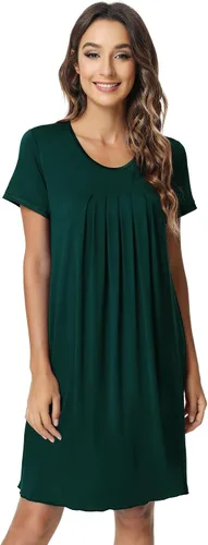 Vista 8 de NACHILA Nightgowns for Women-Viscose Made from Bamboo, Pleated Sleepwear. A-aqua Green