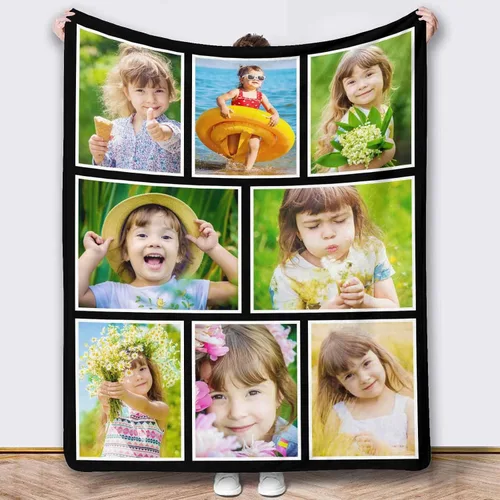 Vista 13 de Mantas de fotos personalizadas, 10 fotos personalizadas, mantas de imagen personalizadas, regalos para hermana, papá, mamá, hija, hijo
