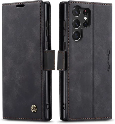 Vista 19 de Funda tipo cartera compatible con Samsung Galaxy S23, de piel sintética, con función atril y tarjetero para Galaxy S23 5G de 6.1 pulgadas (negro)
