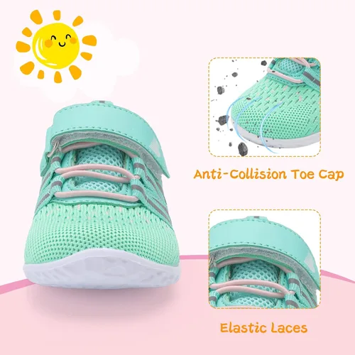 Vista 7 de BARERUN Zapatos deportivos para bebés y niños pequeños, suela antideslizante suave, para recién nacidos, primeros pasos, transpirables, atléticos