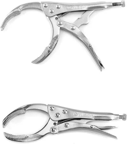 Vista 3 de QWORK Alicates de llave de filtro de aceite con agarre de bloqueo, herramienta de llave de extracción de acero de aleación de 9 pulgadas, se adapta