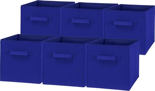 Vista 8 de Simple Houseware Contenedores de almacenamiento plegables de 11 pulgadas, color beige, paquete de 6 cubos de tela organizadores para armario