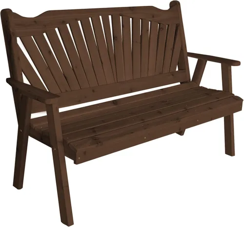 Vista 19 de Furniture Barn USA Pine - Banco de jardín Fanback de 4 pies, color negro