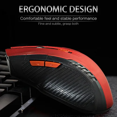 Vista 4 de Archuu Ratón inalámbrico mecánico para juegos 2.4G, 100012001600 3 velocidades DPI Mouse ergonómico con receptor USB
