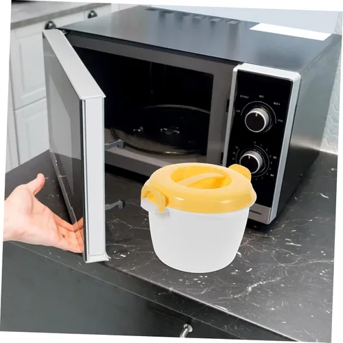 Vista 7 de Hemoton Mini microondas microondas arrocera olla olla de alimentos recipiente de vapor cocina con tapa portátil microondas utensilios de cocina