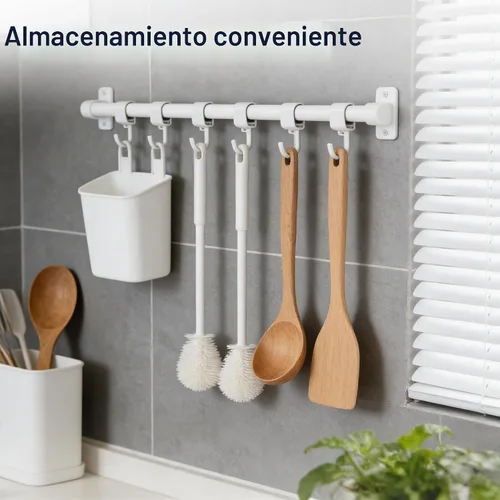 Vista 6 de Cepillo de silicona para botellas, cepillo de agua flexible de cerdas suaves de 360° con mango largo, cepillo de limpieza de tapa de taza para 1