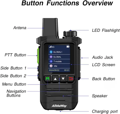 Vista 6 de Walkie Talkies globales gratuitos de por vida, radio 4G PoC, radio nacional, radio PTT bidireccional de larga distancia con linterna para equipos