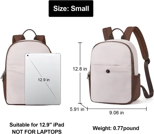 Vista 3 de Mochila monedero para mujer, mochila convertible de moda, 0 blanco con marrón, Mochilas de viaje