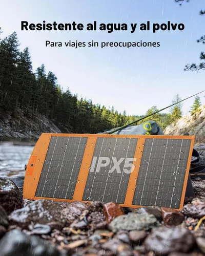 Vista 8 de SOLUPUP Paneles Solares 30W Portátiles Plegables Cargador Solar con USB-A 5V y USB-C de Carga Rápida Compatible con iPhone, iPad, Samsung, Power