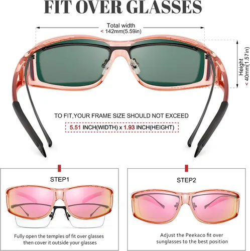 Vista 59 de Polarized Sunglasses Fit Over Glasses for Women Men with UV400 Protection Over Wrap Around Sun Glasses