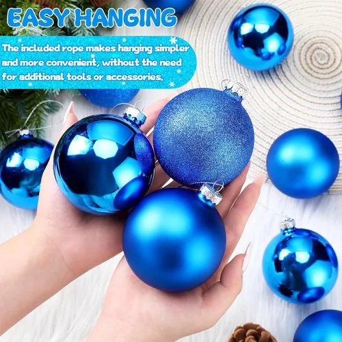 Vista 4 de Namalu 12 piezas 3.34" Adornos de bolas de Navidad de vidrio, adornos de bolas brillantes y mates, juego de adornos de bolas de árbol de Navidad