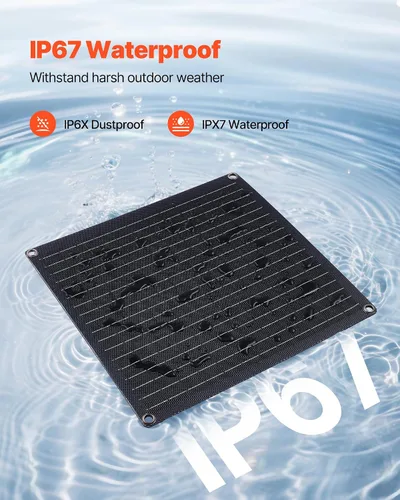 Vista 6 de VEVOR Cargador de batería de panel solar de 20 W y 12 V, cargador de batería solar con controlador inteligente integrado y 3 cables de conexión