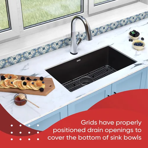 Vista 7 de Protectores de fregadero para fregadero de cocina, rejilla protectora de acero inoxidable 27 1/2 x 13 1/2, estante para fregadero inferior