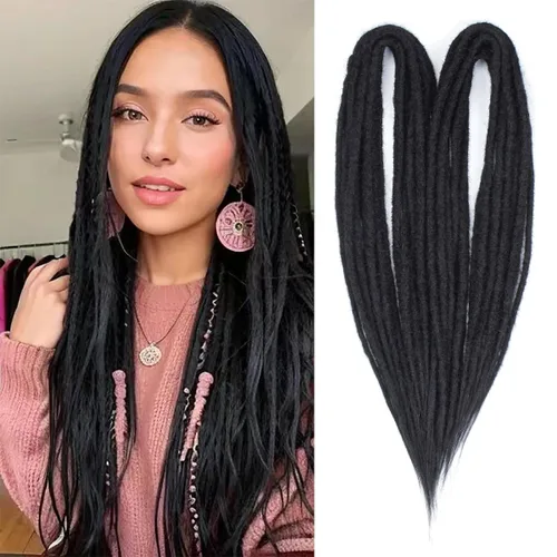 Vista 23 de Kraler Extensiones de Rastas Azules de Doble Extremo de 18 Pulgadas, 20 Hebras Sintéticas DE Extensiones de Rastas Hechas a Mano, Estilo de Rastas