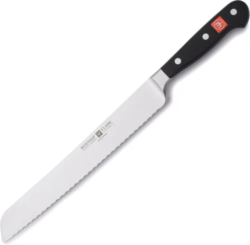 Vista 5 de Wusthof - Cuchillo de pan con doble dentadura de 9 pulgadas, clásico, negro, grabado personalizado