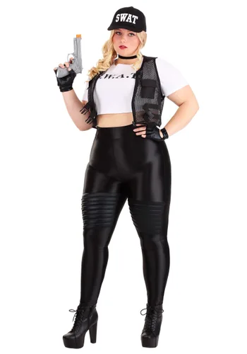 Vista 4 de Disfraz de Oficial SWAT para Mujer Talla Plus Multicolor