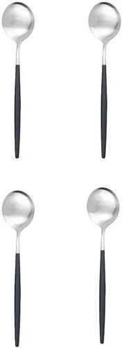 Vista 14 de Cuchara de té mate, cubiertos de acero inoxidable para café, vajilla pequeña agitadora de 5.11 pulgadas, color negro