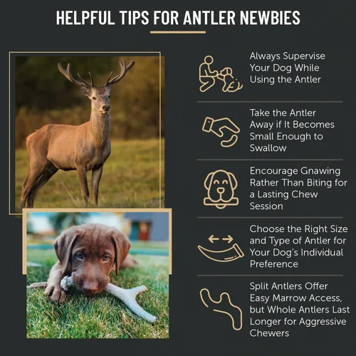 Vista 6 de The Antler Box - Masticables prémium para perros con cuernos de ciervo (paquete a granel de 1 libra) (pequeño de 7 a 8 cuernos/libra)