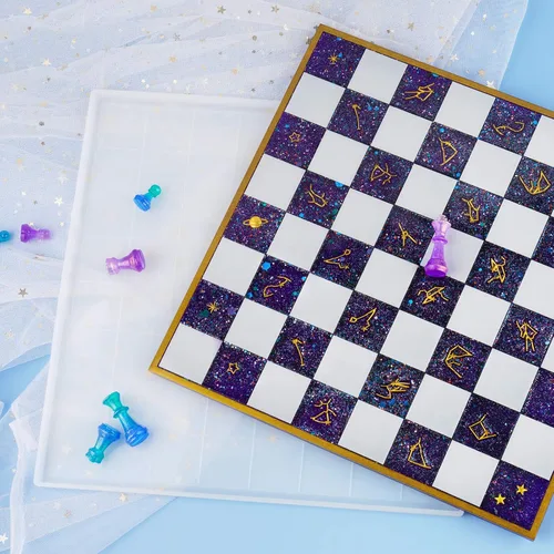 Vista 5 de NiArt Kit de moldes de silicona para fundición de resina de 11 x 11 pulgadas, juego de tablero y piezas 3D, manualidades, bandeja epoxi UV