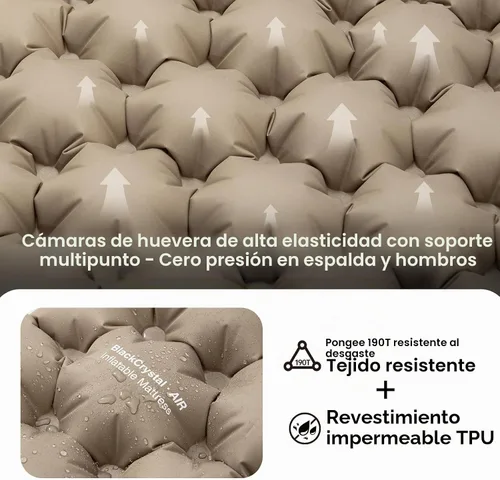 Vista 3 de ONETIGRIS Blackcrystal - Colchoneta de dormir ultraligera para acampar con almohada con bomba de pie incorporada, colchoneta inflable compacta