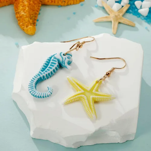 Vista 7 de Collar de estrella de mar de concha, pulsera de caracola, collar grueso de sirena, joyería de playa para mujer