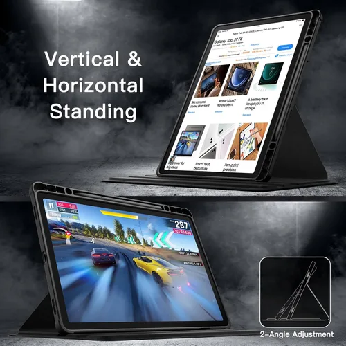 Vista 7 de JETech Estuche giratorio para Samsung Galaxy Tab S10 Lite / S10 FE / S9 FE de 10.9 pulgadas / S9 de 11 pulgadas con soporte para S Pen, cubierta