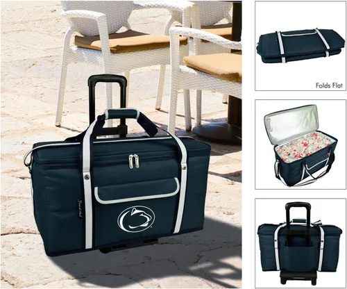 Vista 2 de Penn State - Enfriador de picnic de viaje con ruedas con capacidad para 64 latas, enfriador plegable a prueba de fugas, diseñado y aprobado