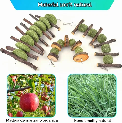 Vista 4 de ERKOON Juguetes masticables de conejo, juguetes masticables de conejo para rechinar los dientes, mejorar la salud dental, 100% madera de manzana