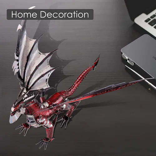 Vista 7 de Piececool Kits de construcción de modelo de metal 3D del Rey Dragón Negro con juego de herramientas DIY, rompecabezas 3D de metal desafiantes